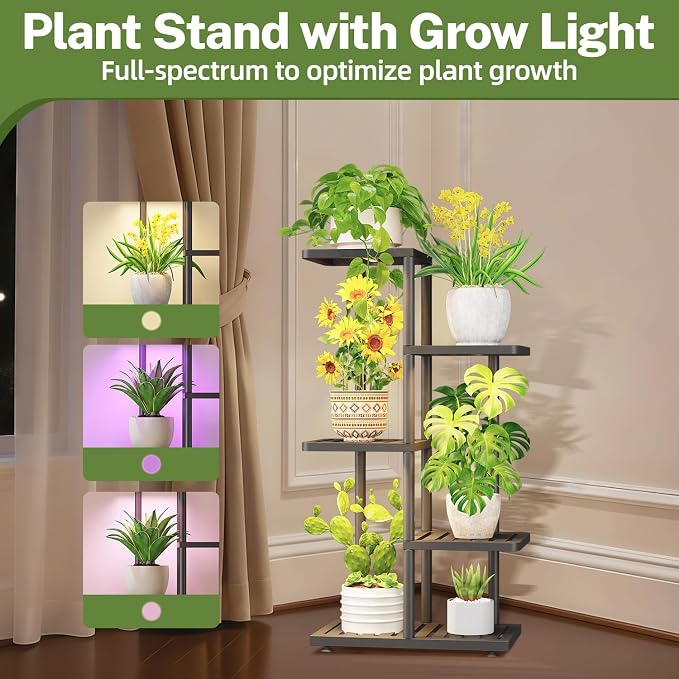 iDavosic.ly Plant Stand with Grow Light Indoor Outdoor, 4-Tier Tall Metal - Image 5