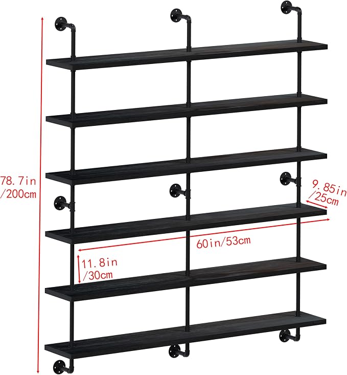 HDDFER Floating Shelves for Wall Living Room Shelves Bookshelf Industrial Pipe - Image 2