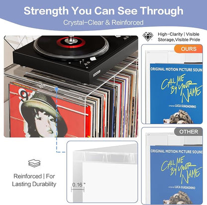 Bikoney Stackable Cube Acrylic Vinyl Record Storage, Tabletop Record Player - Image 4