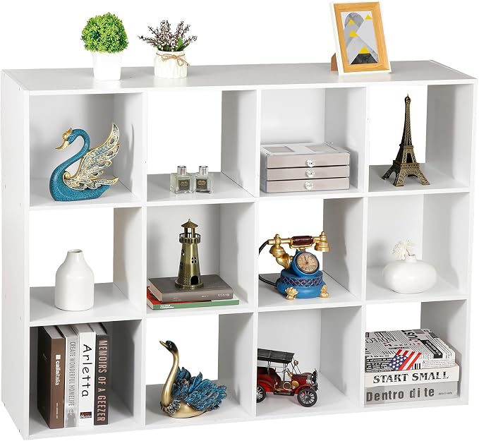 SUPER DEAL 12-Compartment Open Shelf Bookcase, 47 inch Wide Cube Storage by Superdeal