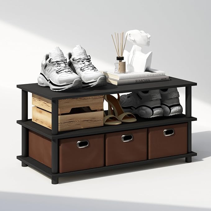Furinno Turn-N-Tube Shoe Rack, 3-Tier Compact Shoe Organizer, Toolless Shoe - Image 4
