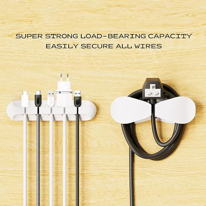 USB Cable Organizer Clips Cord Holder, 10 Packs White Self Adhesive Desk Cord - Image 6