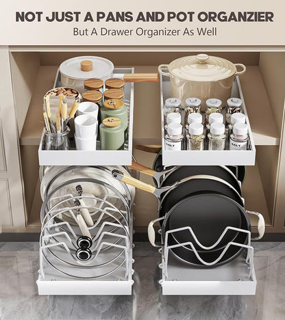 Pull Out Pots and Pans Organizer Under Cabinet, Sliding Lid Holder and Pan Rack - Image 5