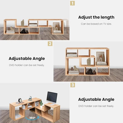Recaceik Cube Bookshelf 2 Shelf Bookcase L-Shaped TV Console Stand Modern - Image 5