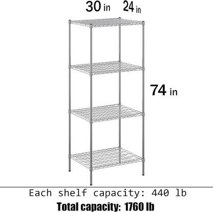 24" Deep x 30" Wide x 74" Height Wire Shelving Kit | 4-Tier | NSF Commercial - Image 3