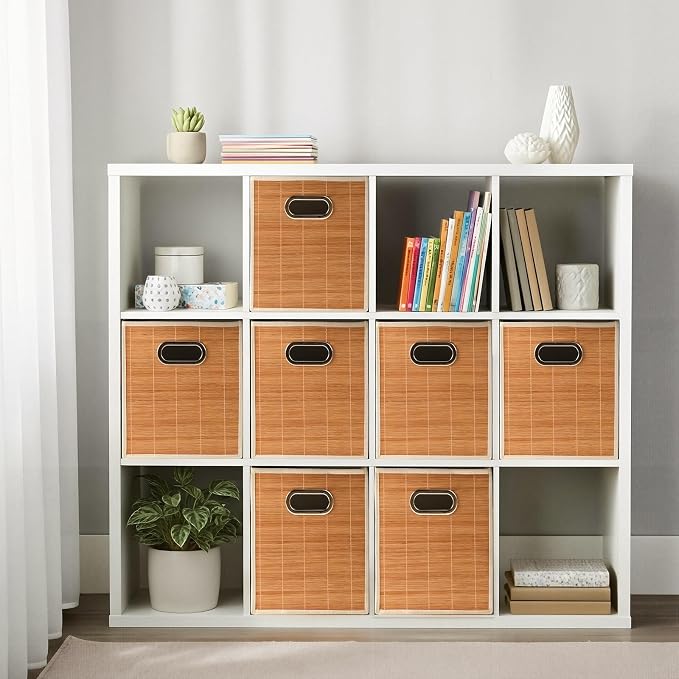 10.5x10.5in Bamboo Storage Cubes Storage Baskets, Wicker Cube Storage Bins - Image 5