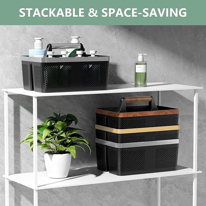 Black Shower Caddy Portable: Plastic Bathroom Caddy Organizer - Image 4