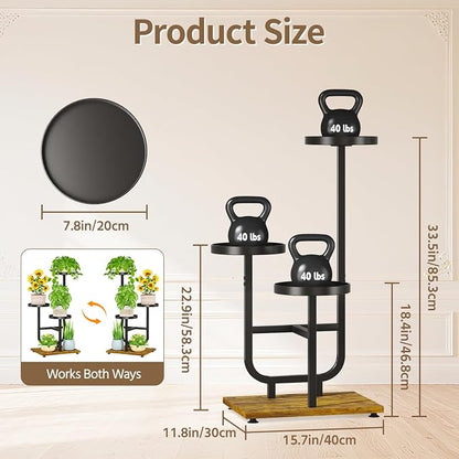 LASZOLA Black 3 Tier Tall Metal Plant Stand Indoor, Large Heavy Duty Planter - Image 2