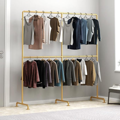 Industrial Pipe Clothing Rack, Double Rod Clothes Rack - Image 4