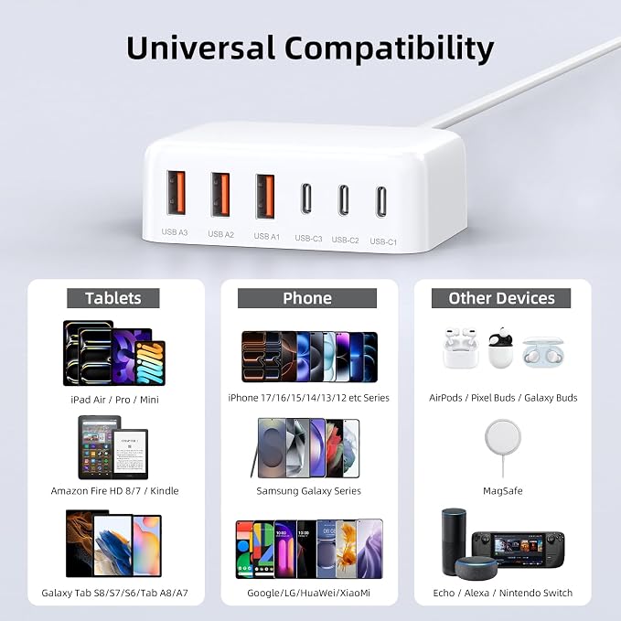 6 in 1 USB Charger, 50% Smaller Charging Station - Image 2