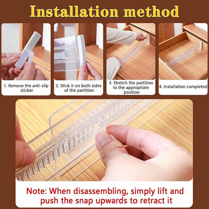 12 Pcs Drawer Dividers for Clothes, 3.15" High 11.34"-19.69" Adjustable - Image 4