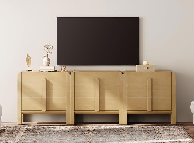 WAMPAT 3 in 1 9 Drawer Dresser for Bedroom, 94.5" Wide Mid Century Modern Wide - Image 3