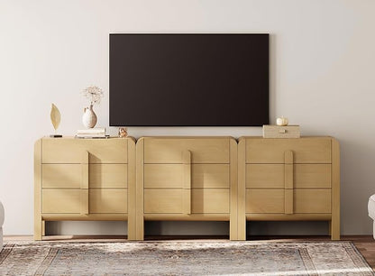 WAMPAT 3 in 1 9 Drawer Dresser for Bedroom, 94.5" Wide Mid Century Modern Wide - Image 3