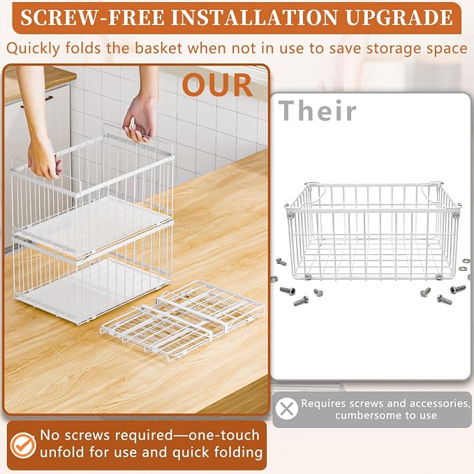 Large Freezer Organizer Bins, Upgrade Quick Expand/Collapse Feature, - Image 2