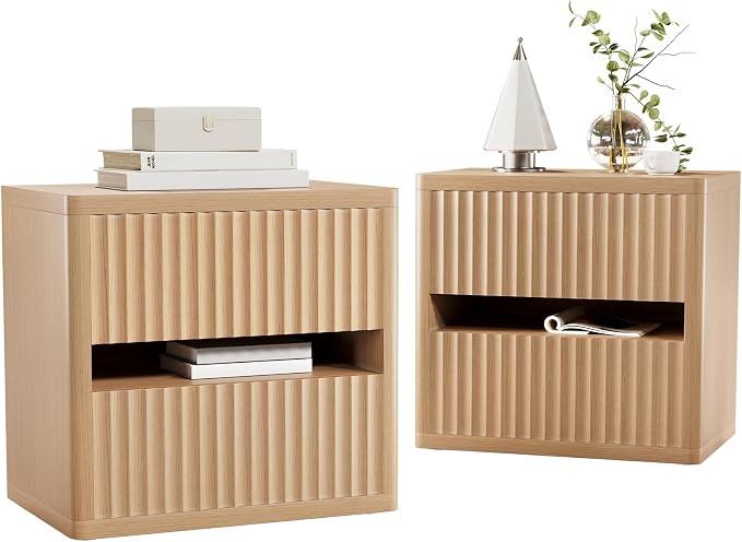 Dripex Fluted Nightstand Set of 2 by Dripex