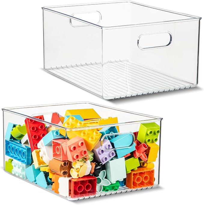 primebox 2 Pack Clear Plastic Organizer Bins by primebox