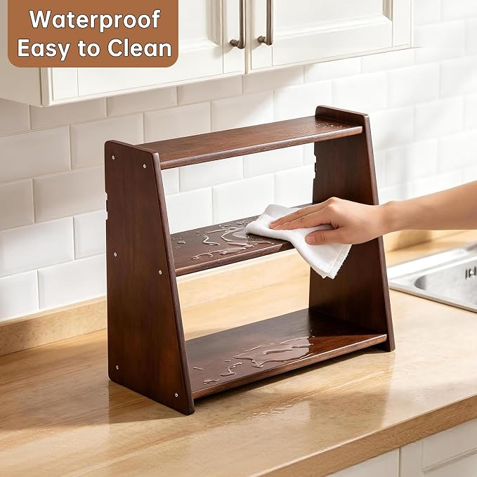 100% Solid Wood Coffee Station Organizer, Countertop Organizer | 3 Tier Spice - Image 7
