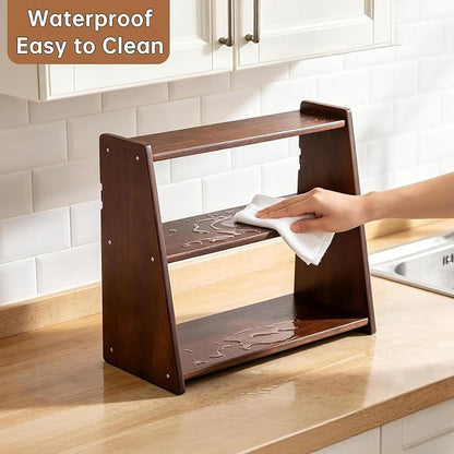 100% Solid Wood Coffee Station Organizer, Countertop Organizer | 3 Tier Spice - Image 7
