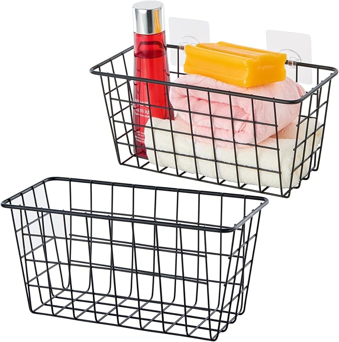 JUNCHU CHERRY 2 Pack Hanging Storage Basket, Bathroom Basket, Household Goods by JUNCHUCHERRY