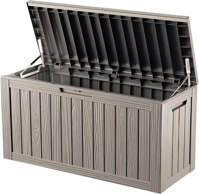 80 Gallon Deck Box, Resin Outdoor Indoor Waterproof Storage Box, Lockable - Image 3
