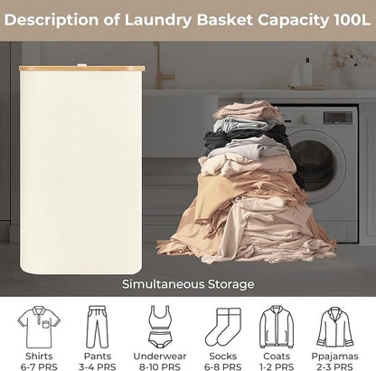 StorageWorks 100L Large Laundry Hamper - Image 3