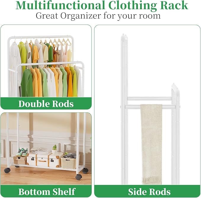 Simple Trending Clothing Clothes Rack Double Rods - Image 3