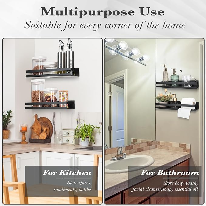 Lallisa 2 Pieces Stainless Steel Shelf Bathroom Shower Floating Shelves Wall - Image 6