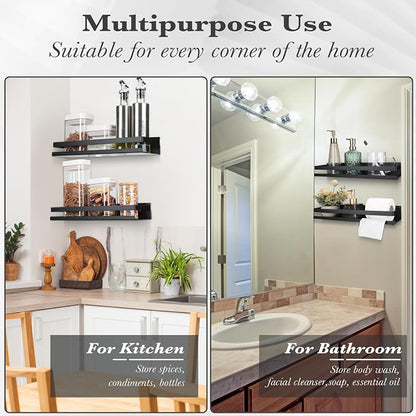 Lallisa 2 Pieces Stainless Steel Shelf Bathroom Shower Floating Shelves Wall - Image 6
