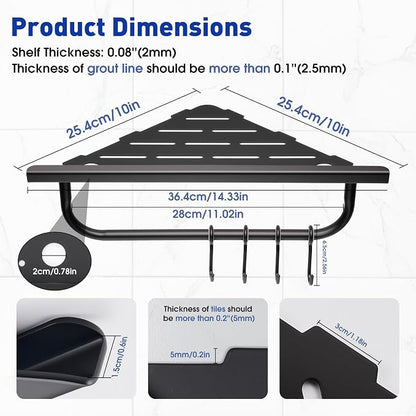 Corner Shower Shelf, 304 Stainless Steel Recessed Bathroom Shelves, No Drilling - Image 5