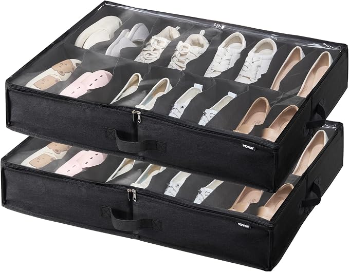 VEVOR Under Bed Shoe Storage Organizer, Total 32 Compartments, Underbed Shoes by VEVOR