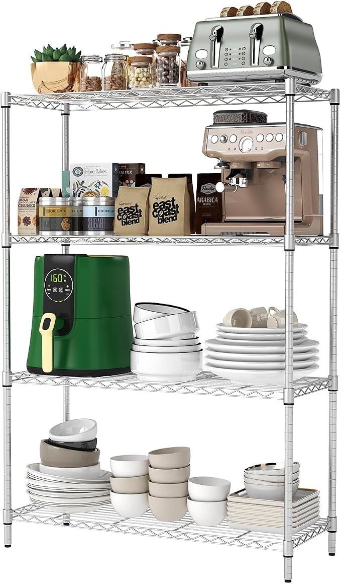 BestOffice | 4-Tier Wire Storage Shelves | 36x14x54 | Chrome | - Image 8