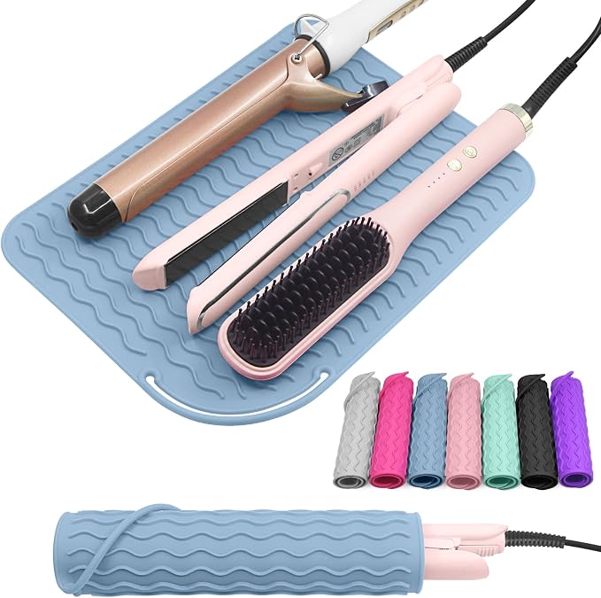 Plus Size Silicone Heat Resistant Mat, Portable Travel Hot Tools Pad Cover by Suafrnut
