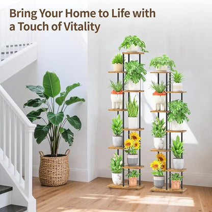 LASZOLA Black 7 Tiered Wood Plant Stand Indoor - Image 2