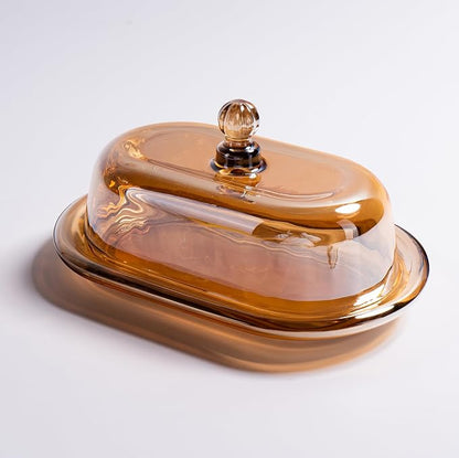 7.5" Glass Butter Dish with Lid by QIANCHANG