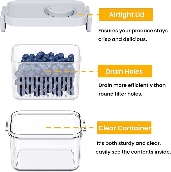 vacane Produce Saver, Fruit Storage Containers Produce Containers Berry - Image 6