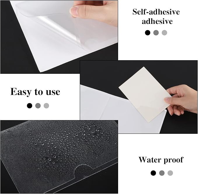 36 Pack Adhesive 4" x 6" Index Card Pockets Clear Plastic Labels Holders | PVC - Image 3