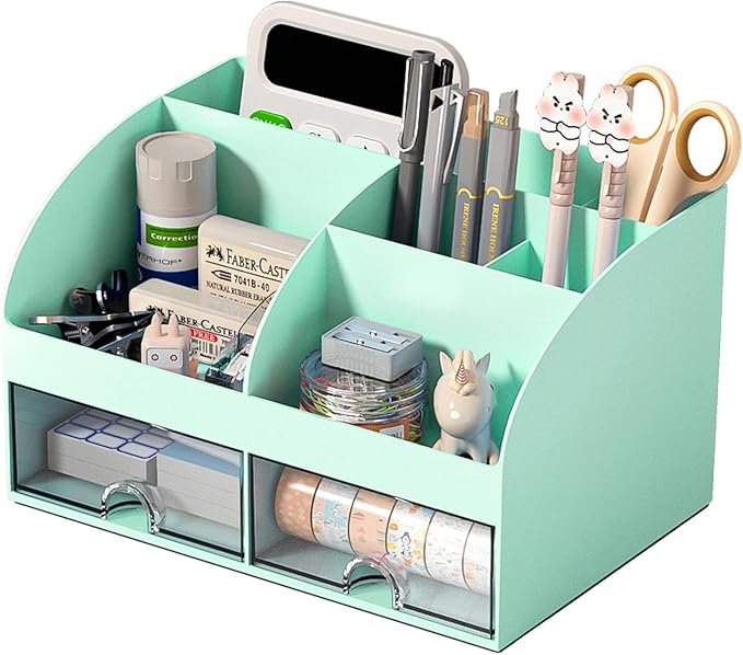 COMFYROOM Desk Organizer with 6 Compartments and 2 Drawers, Plastic Makeup by COMFYROOM