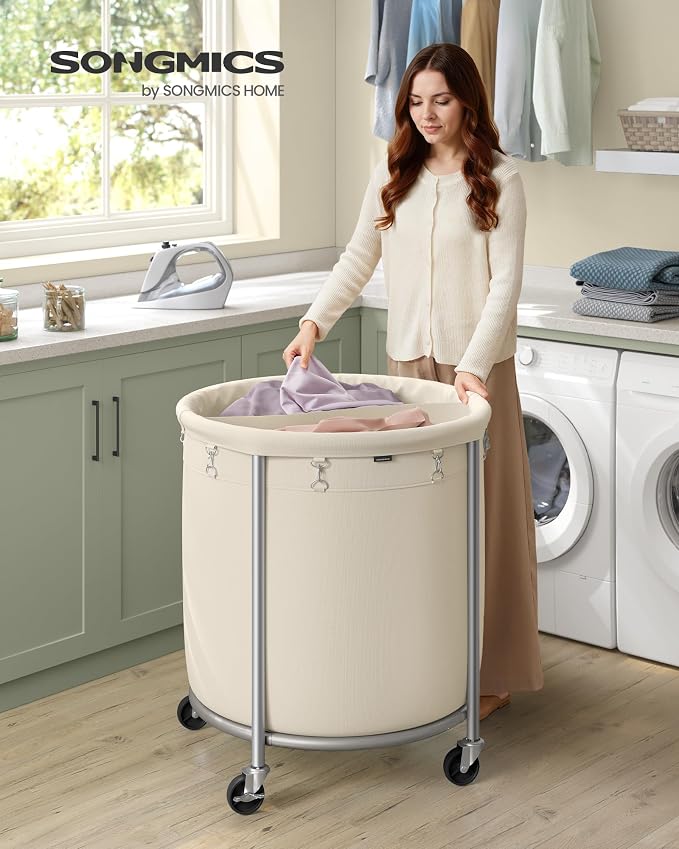 SONGMICS Laundry Basket, Rolling Steel Frame - Image 2