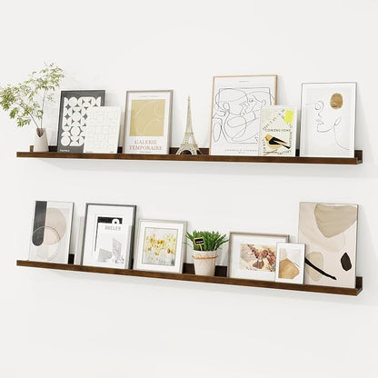 Picture Ledge Shelf, Floating Shelves Set of 2, 48 Inches Solid Wood Nursery by FunMemories