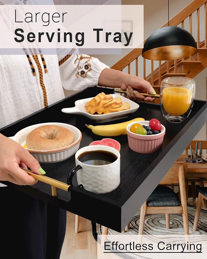 22 Inch Rectangle Black Ottoman Tray - Image 4