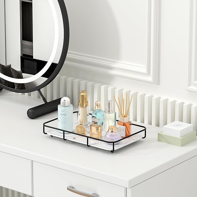 Vanity Tray Makeup Organizer Cosmetics Storage Bathroom Skincare Organizer - Image 5