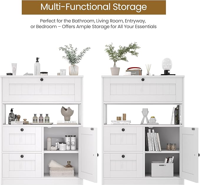 GRUSIGN Bathroom Cabinet, Modern Bathroom Floor Storage Cabinet Organizer - Image 5