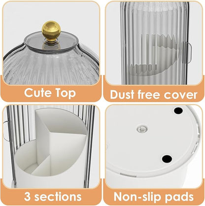 Makeup Brush Holder with Lid 360 Rotating Clear Dustproof Make Up Organizers - Image 6