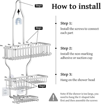 YASONIC Never Rust Shower Caddy Hanging, Aluminum Shower Racks - Image 7