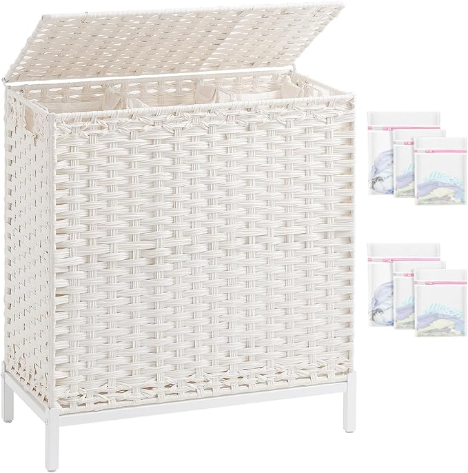 SETVSON Laundry Hamper with Lid 132 L, Clothes Hamper with Lid, Handwoven by SETVSON