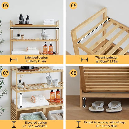 Double Tilt Out Laundry Hamper, Bamboo Hamper - Image 6