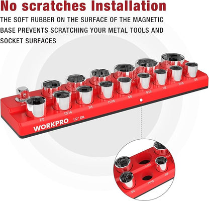 WORKPRO Magnetic Socket Organizer, 1/2-Inch SAE Sockets Holder, Socket Trays - Image 4