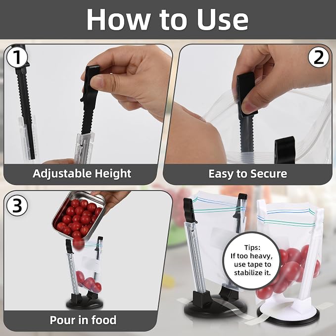 Ziplock Bag Holder for Filling Bags, 10 Pack Adjustable Plastic Bag Holder Stand - Image 6