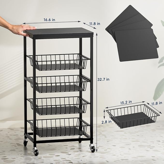 Snack Cart, 5-Tier Kitchen Carts on Wheels - Image 6