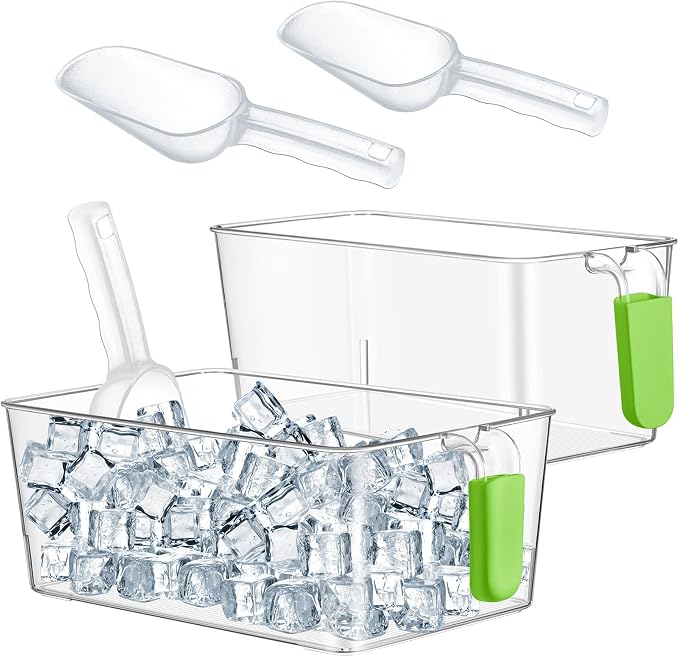 Havawish Ice Storage Bin and Flexible Scoop Set Plastic Freezer Bin by Havawish